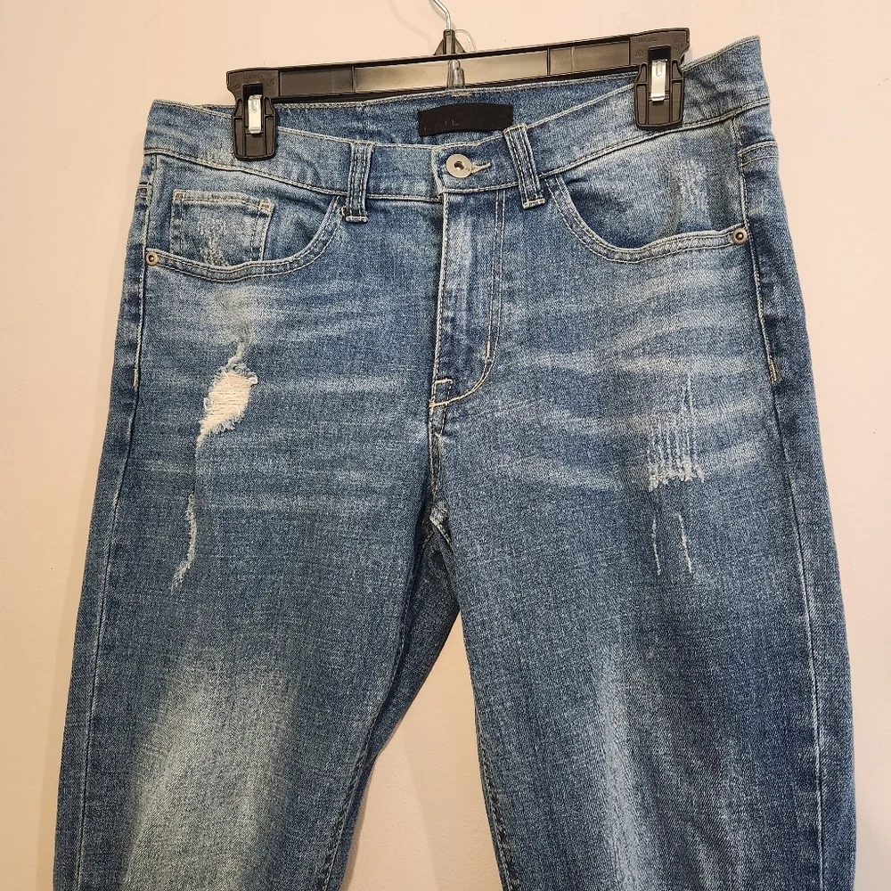 Rails Men’s Stretch Skinny Jeans 31x32‎ Light Wash Distressed Denim